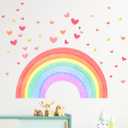 Rainbow Wall Decal for Girls Bedroom - 26" Cute Rainbow & Heart Stickers for Kids, Playroom Decor, Easy Peel and Stick Wallpaper for Toddlers
