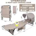 Wheel-To-Go Oversized Tanning Chair with Face Hole & Wheels | Portable Heavy Duty Folding Lounge Chair | Outside Sunbathing Reading Relaxing Beach Poolside Lawn | XL Wide | 330 LBS (Patent Design) Beige