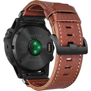 Compatible With Garmin Watch Band, Genuine Leather Watch Band, Retro Vintage Strap For fnix/Forerunner/Vivoactive/Approach/MARQ/quatix/D2 Series Tough Replacement Band