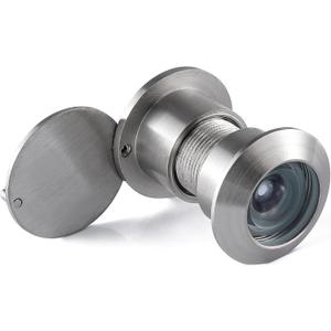 Earl Diamond - Solid Brass Door Viewer Peephole, 220-degree Door Viewer with Heavy Duty Rotating Privacy Cover for 1-21/32" to 2-1/8" Doors for Home Office Hotel, Satin Nickel Finish