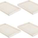 Quelay 4 Pcs Stackable Jewelry Tray Jewelry Organizer Tray Showcase Display Empty Plate Bracelet Ring Earring Organizer (Beige)