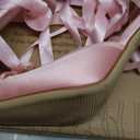 Celbreez Ballet Heels for Women Closed Square Toe Bow Ballerina Heels Lace Up Pink High Heel Slingback Women's Pumps Strappy Stiletto Elegant Party Mary Janes Shoes, Size 9