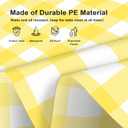 12 Pack Yellow and White Checkered Tablecloth, Yellow Plastic Table Cloths for Parties Disposable, 54x108 inch Waterproof Yellow Gingham Camping Tablecloth for Birthday, Party, Picnic, School