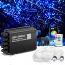 Dual Port 32W Twinkle Meteor 2 in 1 Starlight Headliner Light Kit with 1200pcs 9.8ft Fiber Optical Cable RGBW Light Source Sound Activated APP/Remote Control for Car/Home/Party