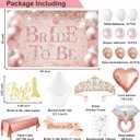 54Pcs Bridal Shower Decorations with Rose Gold Bride to Be Banner, Balloons, Crown, Sash and Veil, Tablecloth, Tattoos and Cake Toppers, Bachelorette Party Decorations Accessories