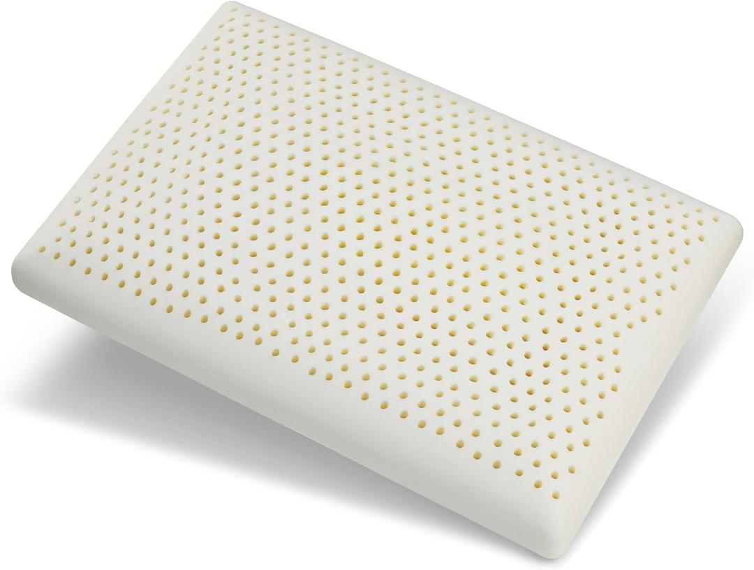 Firm Latex Pillow, Natural Latex Foam Pillow with Removable Cotton Cover, Standard Size (L22''W14''H5''), Strong Support Travel Pillow, Thin Camping Pillow, Perfect Packaging