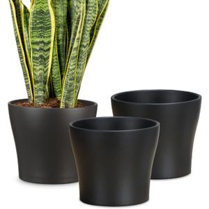 Scheurich Set of 3 Classic Anthrazit Ceramic Plant Pots  6" Decorative Pots for Indoor Plants - Waterproof&UV-Resistant Planters - Durable, Break-Resistant Design - Made in Germany - 0.4 gal
