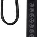 GE Pro 7-Outlet Surge Protector, 2 USB Ports, 3 Ft Power Cord, 1300 Joules, Flat Plug, Twist to Close Safety Covers, Indicator Light, Power Filter, Circuit Breaker, UL Listed, Black, 33664