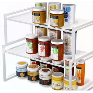 BlisXybion Set of 2 Cabinet Organizers 12.8''W 44 LBS Load Capacity Heavy Duty Kitchen Pantry Shelves Counter Countertop Storage Racks