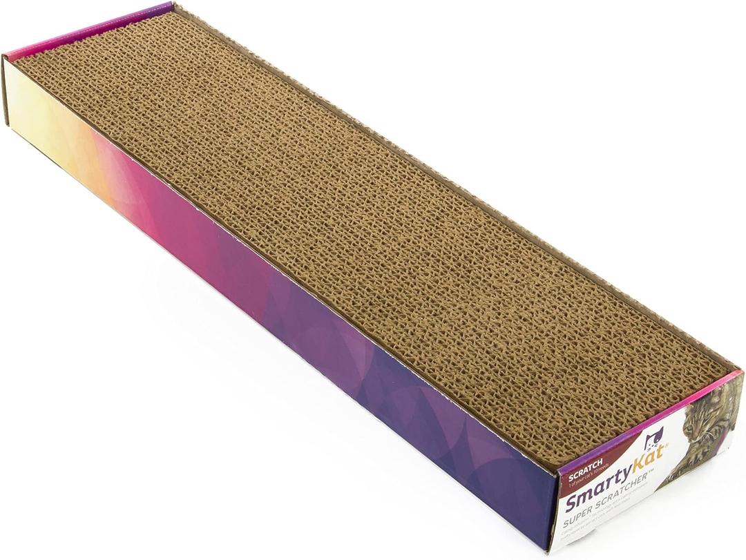 SmartyKat Super Scratcher Wide Corrugated Cat Scratcher for Cats & Kittens, Features Catnip Infusion Technology & Less Mess, Recycled Material, Brown (1-Pack)