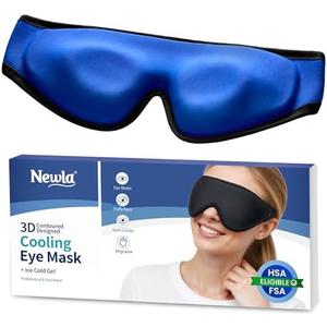Cooling Gel Eye Mask for Puffy Eyes, Larger Full-Eye Cold Compress for Swelling, Ice-Cold Therapy, Forehead & Upper Cheek Cooling Relief, Reusable Headache and Migraine Mask, FSA Eligible HSA, Black