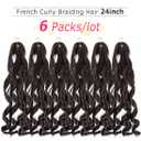 WIPPORYA 6 Packs French Curls Braiding Hair 24 Inch Loose Wave Bouncy Braiding Hair with curly ends Pre Stretched 100g/pack Yaki Curly Hair for Black Women Hair Extensions (#4)