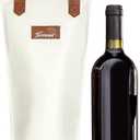 Tirrinia Single Wine Carrier Tote, Insulated Wine Cooler Bag for Travel, Picnic, & Wine Gifts  Thermal Padded Wine Bottle Holder Tote for Men & Women, Wine Gift for Wine Lovers,White Brown