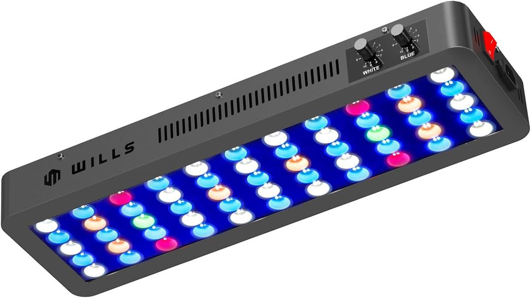 Wills Aquarium Light, 100W Full Spectrum LED Reef Lights, 20"x7"x2.4"