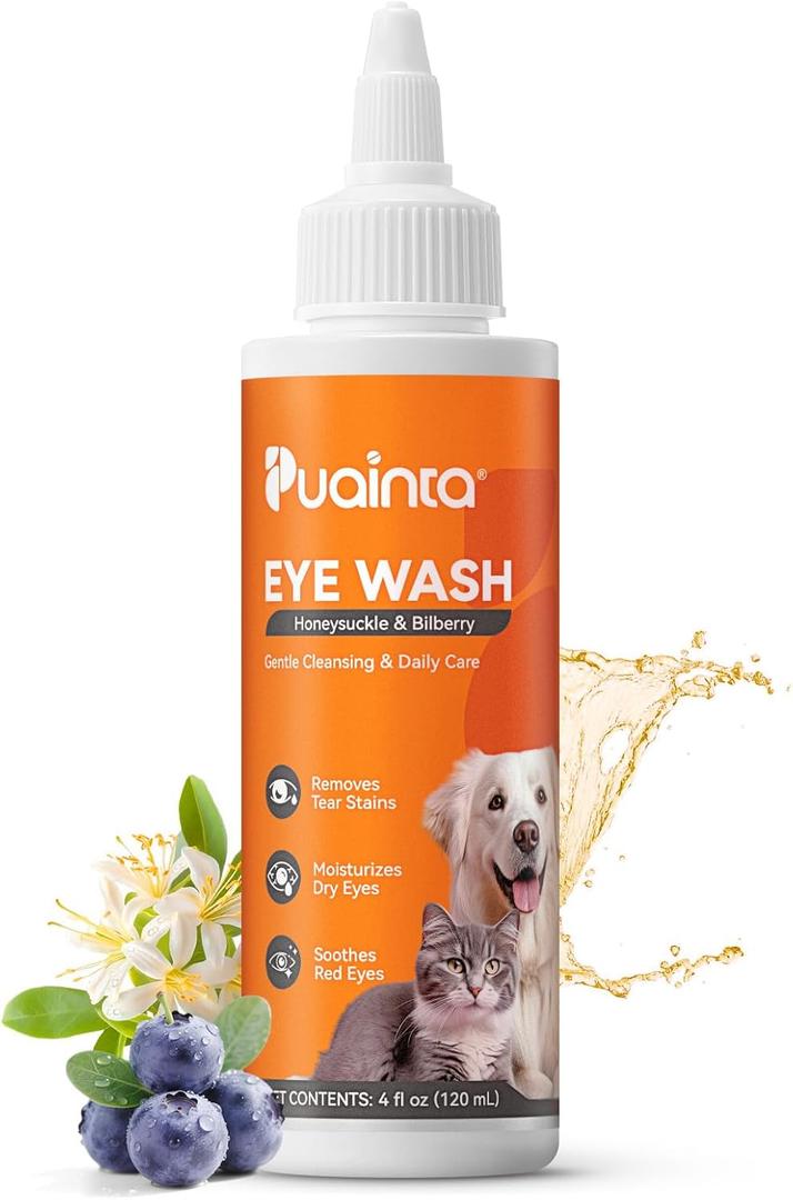 3 x PUAINTA Dog Eye Drops, Eye Infection Treatment, Eye Drops for Dogs & Cats, Soothe Irritation Pink, Dry Eyes, Itchy Eye Wash Tear Stains, Debris Cleaner, Natural Daily Eye Care, Safe for Pets (4oz)