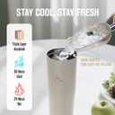 Coolflask Water Bottle 40 oz Fits Car Cup Holder, Slim Tumbler Stainless Steel with Straw & Handle, Vacuum Flask Leakproof Wide Mouth for Travel Sports Gym, Cream White