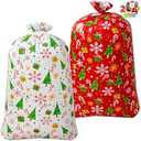JOYIN 2 PCS Large Red & White Christmas Holiday Plastic Gift Bags 56"x36" with Gift Tags for Heavy Duty Jumbo Gifts Bags, Holiday Presents, Christmas Season Gift Decorations, present Giving.
