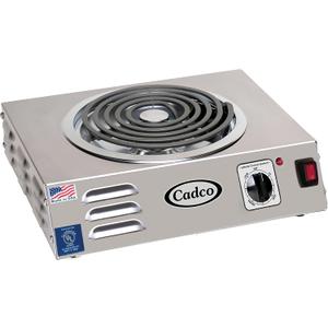 Cadco CSR-3T 14" Electric Portable Countertop Hi-Power Hot Plate w/One Tubular Burner for Restaurant Hotel Food Truck Concession Kiosk, Stainless Steel, 120v