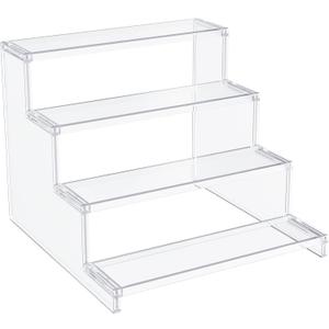 Lifewit 4 Tier Clear Display Stand Risers, 12 Inch Display Shelf for Cupcake, Perfumes, Desserts, Figurines, Tool-free Assembly, Organizer and Decor for Bedroom, Bathroom, Party, 1 Pack