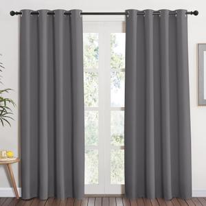 NICETOWN Grey Blackout Curtain 84 inches Long for Bedroom - Thermal Insulated Window Treatment with Grommet Room Darkening Thermal Insulated Panel for Living Room, W52 x L84, 1 Panel