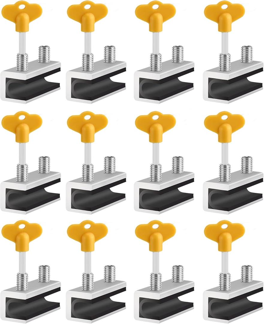 Window Locks,12 Sets Sliding Security Window Lock with Key for Vertical & Horizontal Sliding Windows & Sliding Doors, Adjustable Window Locks Security Window Stoppers for Patio Bedroom Home and Office
