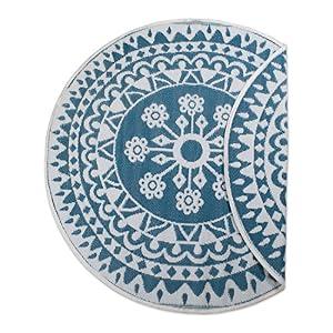 DII Contemporary Indoor/ Outdoor Lightweight Reversible Fade Resistant Area Rug, Great For Patio, Deck, Backyard, Picnic, Beach, Camping, & BBQ, 5' Round, Blue Floral