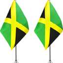 3 x WXTWK 2 Pack Jamaica Flag Jamaican Desk Flag Small Mini Jamaican Table Flags With Stand Base,Home Office Festival Events Celebration Decorations
