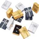 PH PandaHall 12pcs Jewelry Box, 2x2.7x1 Inch Small Gift Boxes Metallic Paper Earring Box with Bowknot Small Box for Valentine's Day Gifts Jewelry Earring Necklace Bracelet Silver Bar Ring Keychain