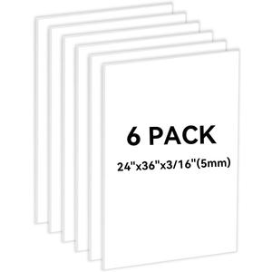 6PACK White Foam Board 24x36×3/16 inches,5MM Poster Board Foam Core Board for School Projects Crafting and Art Displays Durable Lightweight Easy to Cut Ideal for Framing and Sign Making