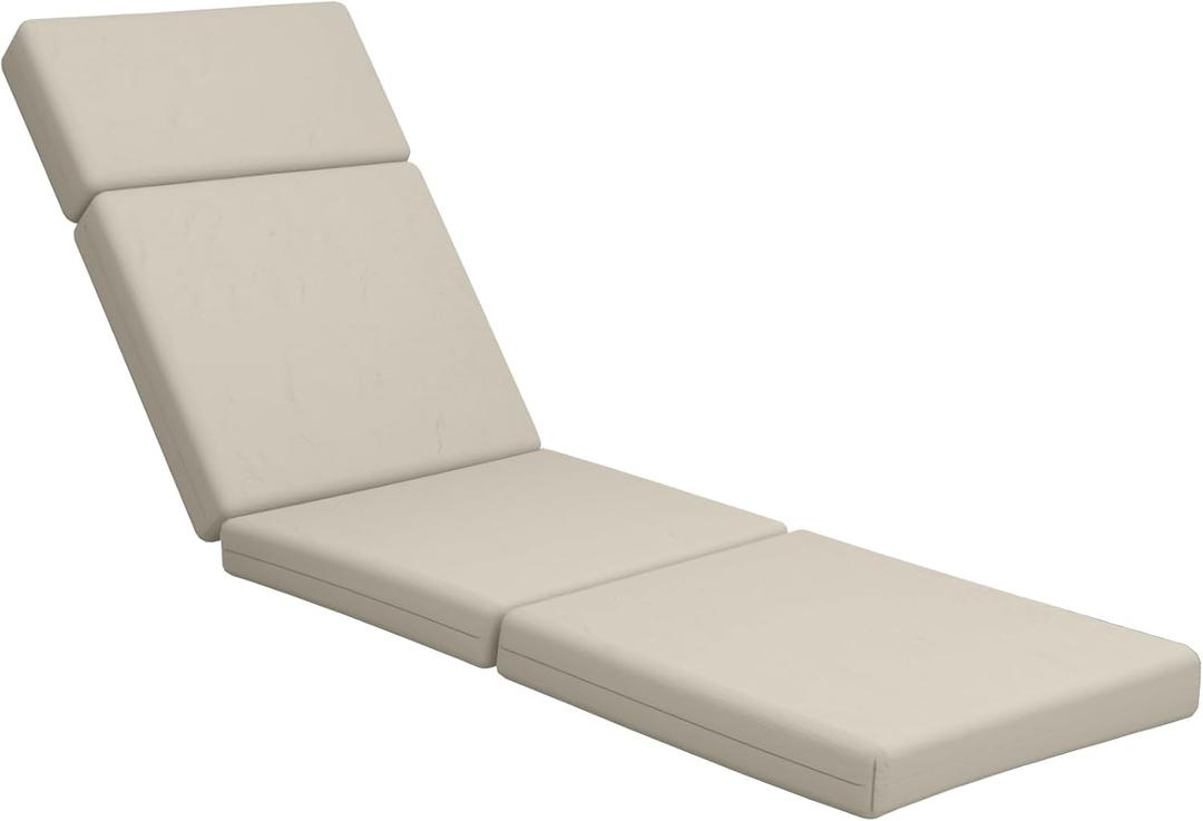 Chaise Lounge Cushions Outdoor, 72 x 21 x 4 Inch Lounge Chair Cushions for Outdoor Furniture - Waterproof Lounge Patio Replacement Cushion, 4In Fade-Resistant ThickPatio Chaise Lounge Cushion (Cream White)