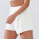 Women's High Waisted Running Shorts with Spandex, Athletic Shorts for Women Light and Airy with Wind-Resistant Fabric (White)