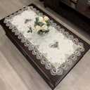 Beige Embroidered Coffee Table Cover Rectangular Dust Cover (23.6''x47'')