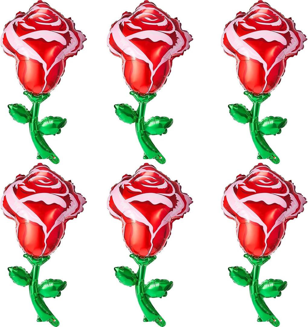 Gejoy 6 Pcs 37 Inch Red Rose Foil Balloons Giant Rose Balloons Flower Shaped Party Supplies for Romantic Special Night Mother Day Wedding Birthday Baby Shower Graduation Valentines Day Decor Gejoy 6 Pcs 37 Inch Red Rose Foil Balloons Giant Rose Balloons Flower Shaped Party Supplies for Romantic Special Night Mother Day Wedding Birthday Baby Shower Graduation Valentines Day Decor