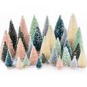 DearHouse 30PCS Artificial Mini Christmas Trees, Mini Pine Tree Sisal Trees with Wood Base Bottle Brush Trees for Christmas Table Top Decor Winter Crafts Ornaments (Pink, 30)