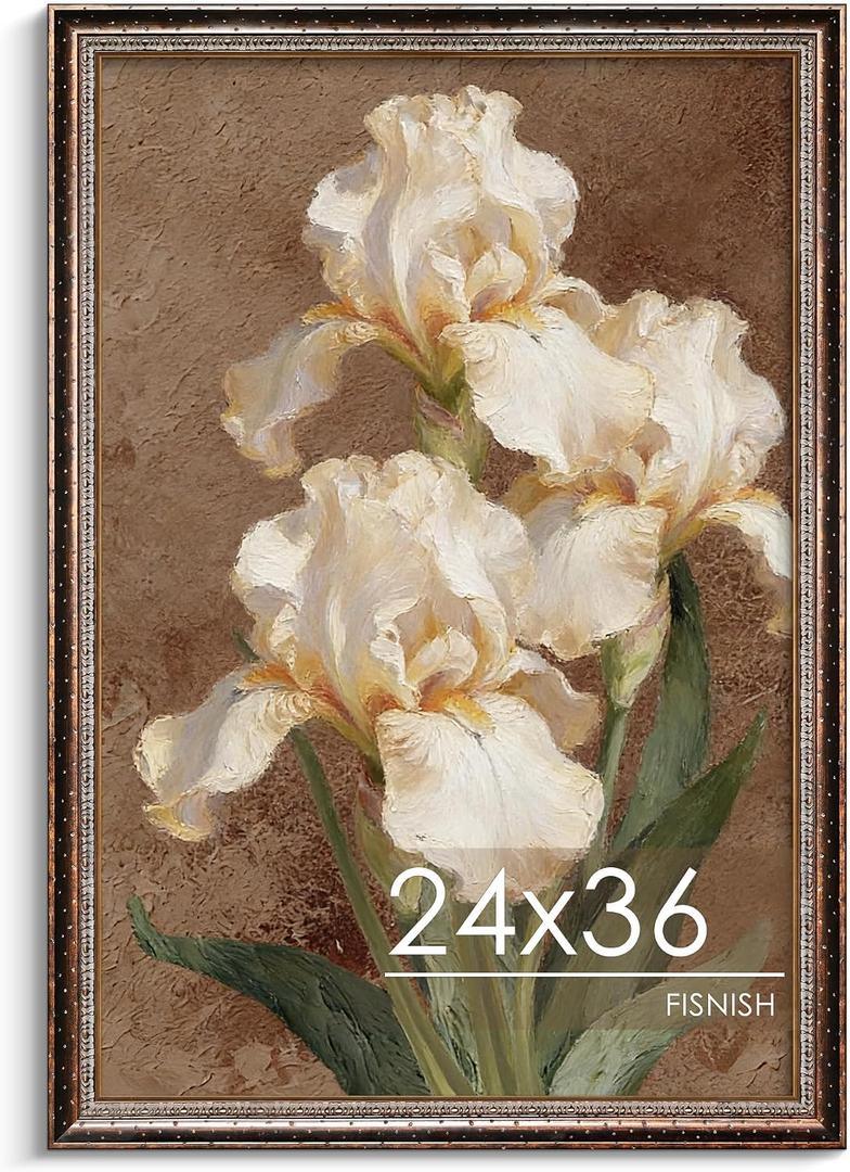 24x36 Poster Frame, Vintage Brown 24 x 36 Poster Frame with HD Plexiglass Durable for Horizontal or Vertical Wall Mounting, 1 Pack