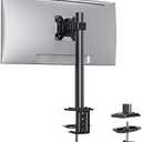 Ergear Monitor Mount for Most 13-32" Computer Screens up to 17.6lbs, Improved LCD LED Monitor Riser, Adjustable Height and Angle, Single Desk Mount Stand, Black, EGCM12