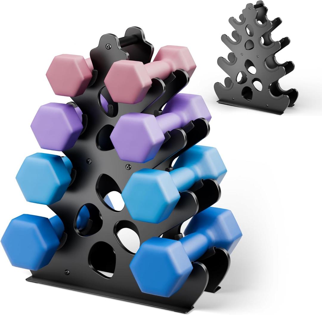Dumbbell Rack Stand with Anti-Slip Pads for Home Gym, Compact A-Frame Design Weight Rack with Handle, Coral-Inspired & Space-Saving Dumbbell Holder (Dumbbells Not Included)