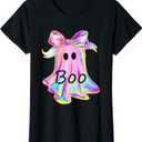 Cute Girl Tie Dye Toddler Ghost with Bow Boo Girls Halloween T-Shirt, XL