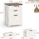 Halitaa 3 Drawer Small File Cabinet with Lock, Farmhouse Vertical Filing Cabinet Fits Letter and A4 Size, Under Desk Wooden File Cabinets for Home Office, Printer Stand, Rustic White