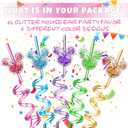 24Pcs Glitter Mouse Straws for Kids Birthday Party Favors Supplies Decorations Crazy Reusable Drinking Straws for Theme Birthday Oh Twodles Party