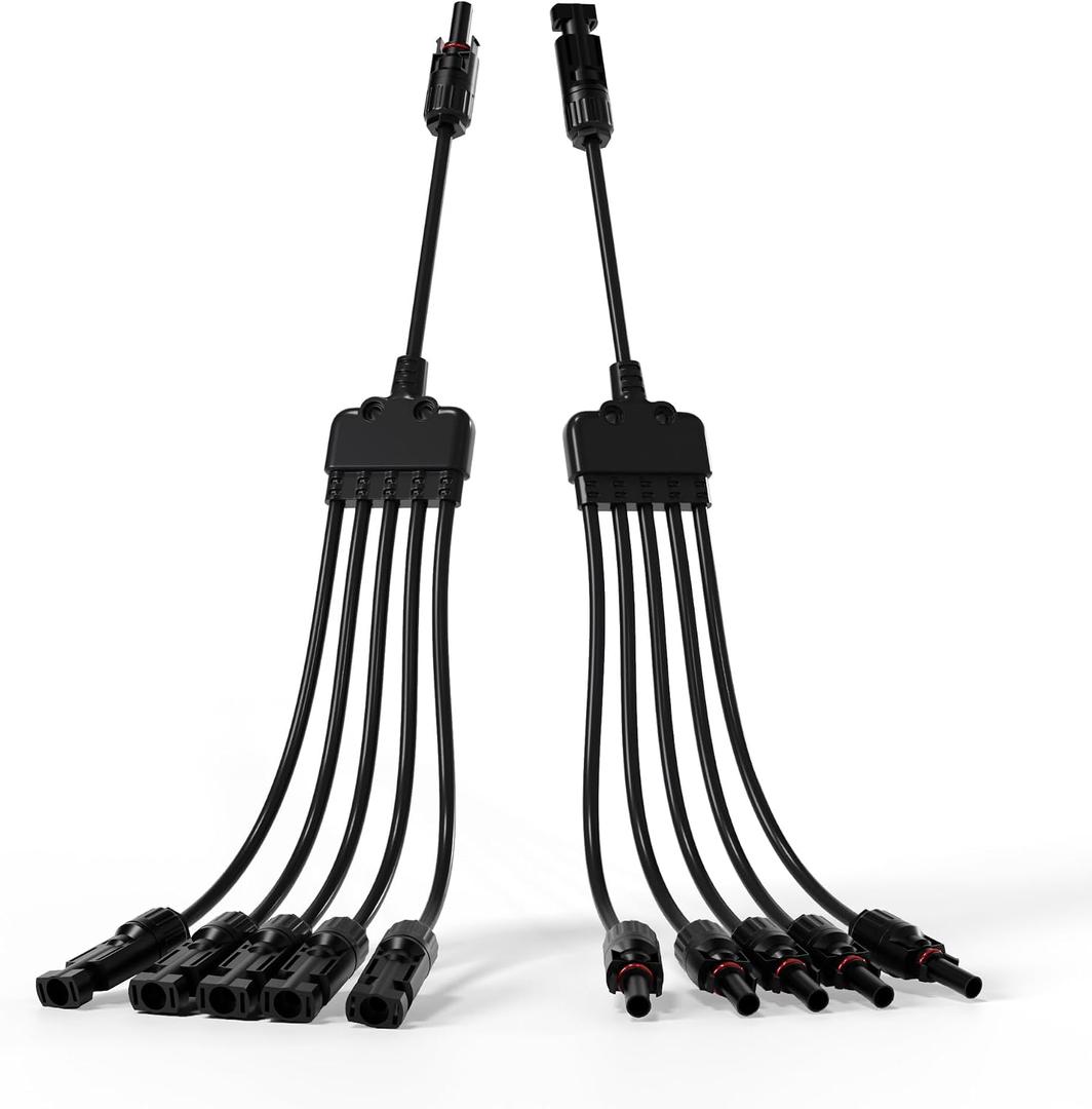 1 Pair Solar Connectors Y Branch,1 to 5 Solar Parallel Connector for Solar Panels,30A 1000V Solar Panel Splitter