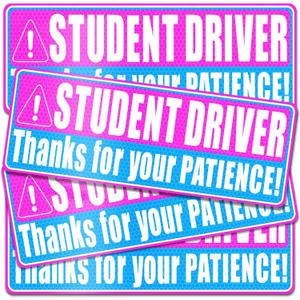 Sukh 4 Pcs Student Driver Car Magnet - New Driver Magnet for Car Funny Cute Reflective Magnetic Bumper Stickers Car Sign for Teen Driving
