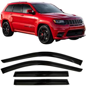 2011-2021 Tape-On Side Window Visor Deflectors for Jeep Grand Cherokee Dark Tinted Rain Guards 2012 2013 2014 2015 2016 2017 2018 2019 2020