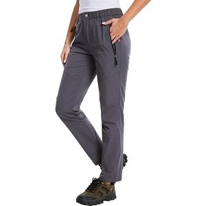 WORK IDEA Women's Hiking Pants Outdoor Water-Resistant Quick Dry Flex Travel Pants Lightweight (M, Khaki)