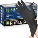 Black Nitrile Gloves, Food Safe Disposable Gloves Latex Free, Rubber Gloves Powder Free for Cooking, Kitchen Clean (01-black(small 100))