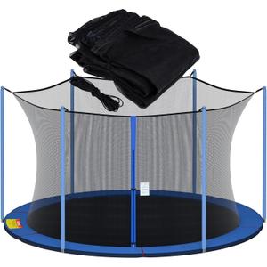NONMON Trampoline Net Replacement for Straight Pole,12ft 13ft 14ft 15ft Round Frame Safety Enclosure Net UV-Resistant Weather-Resistant Breathable Durable Net with Adjustable Straps(Net Only)