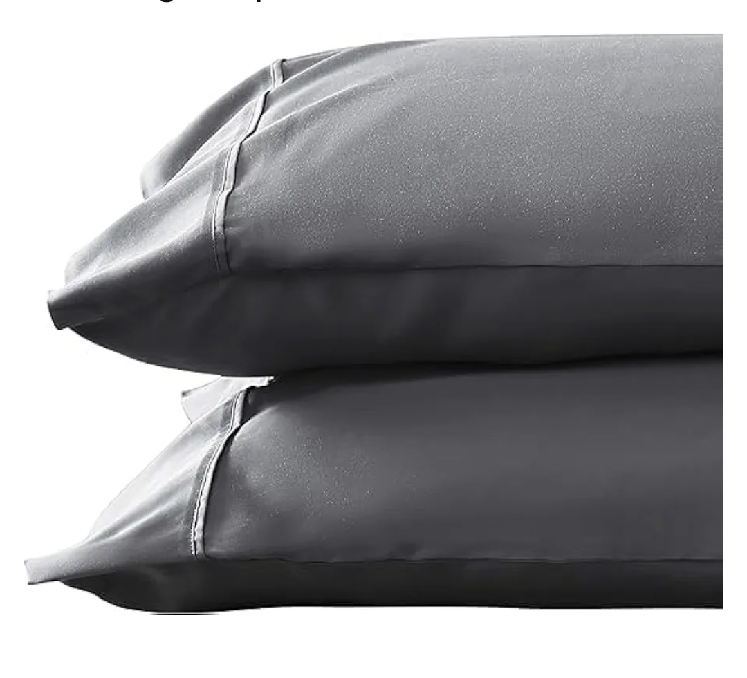 1000 TC Dark Gray Standard Pillowcases Set of 4 100% Egyptian Cotton Pillow Cases with Long Staple Cotton & Sateen Weave, Silky Soft Hotel - Like Bed Pillow Covers for Comfy Sleeping, Snug Fit