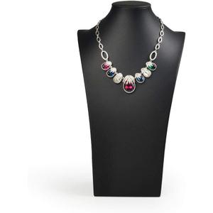 Oirlv Black Leatherette Necklace Pendant Chain Jewelry Bust Display Holder Stand (H15.34)