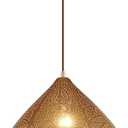 Farmhouse Vintage Pendant Light Fixture Metal Iron Moroccan Chandelier Hanging Lamp Kitchen Island Retro Ceiling Pendant lamp Loft Hollow Design Adjustable Cord Pnedant Lighting (Gold)
