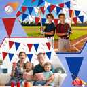 Faccito 5 Pack Baseball Banners Party Decorations Sports Championship Pennants Hanging Decor Themed Triangle Flags Athletics Game Garland for Birthday Party Supplies (Red,Blue,White)